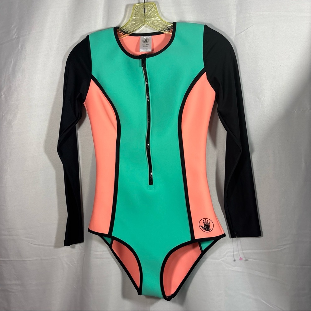Body Glove One Piece Swimsuit wetsuit Paddle kayak XS women’s Zip Long Sleeve